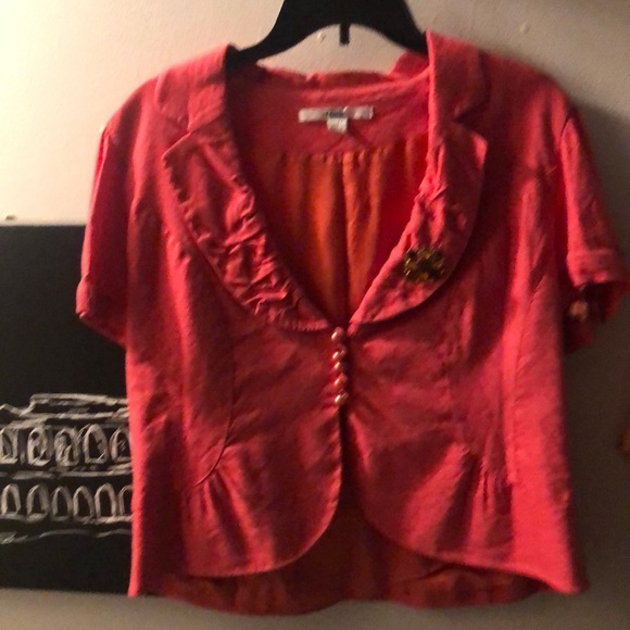 Ilusion Jackets & Blazers - Ilusion Red-Orange Linen Blend Jacket